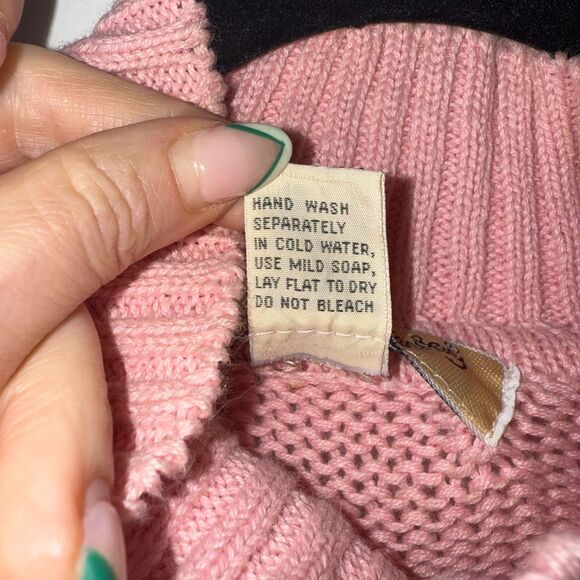 Vintage Diane Von Furstenberg 3D Knit Rosette Mock Neck Sweater - Pink M - Picture 5 of 5